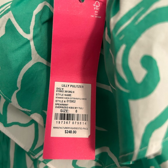 Lilly Pulitzer Green and White RitaMarie Ruffle Kiss My Tulips Dress - Picture 6 of 7